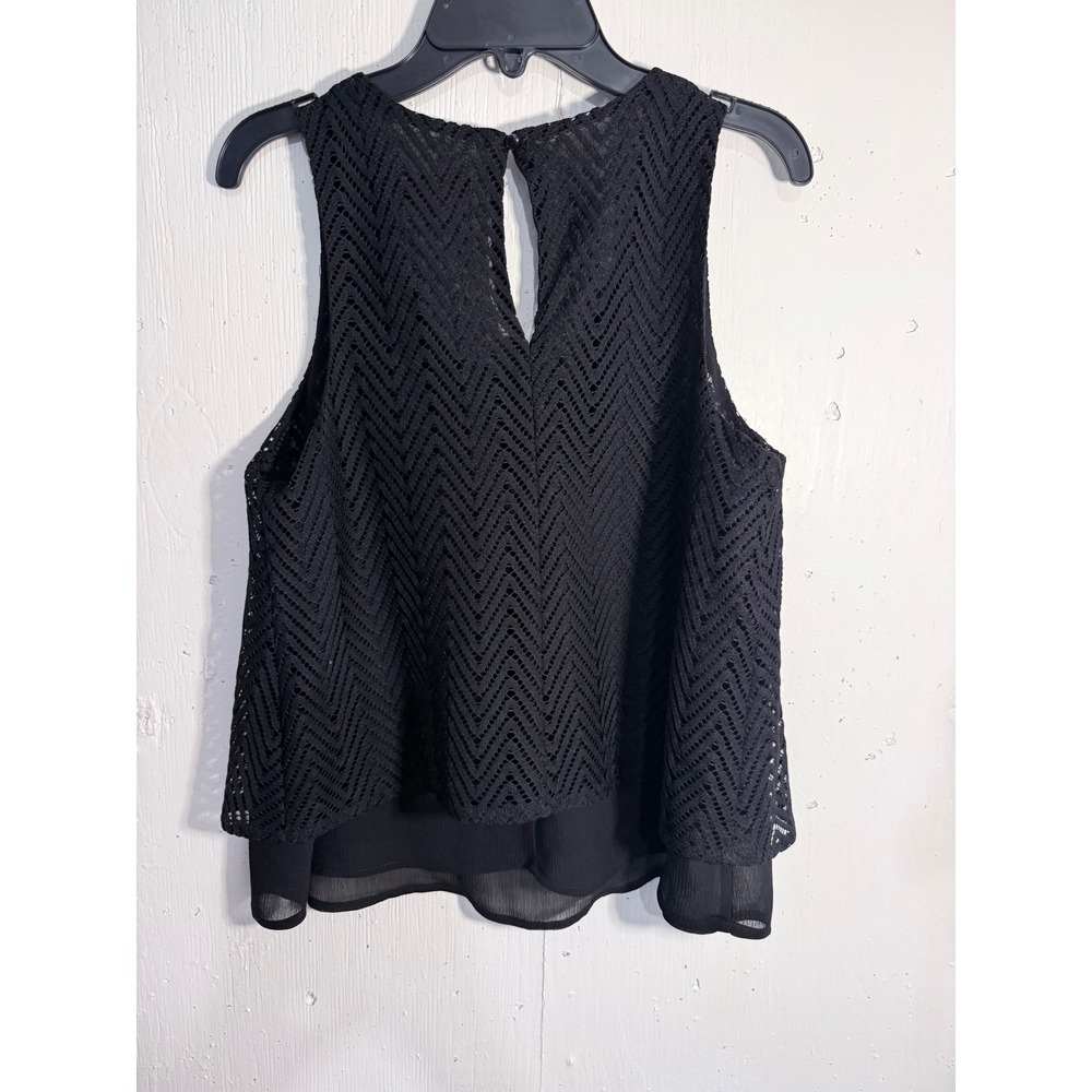 Candies Black Crochet Lace Sleeveless Blouse Keyhole Back Size Small - Picture 2 of 6
